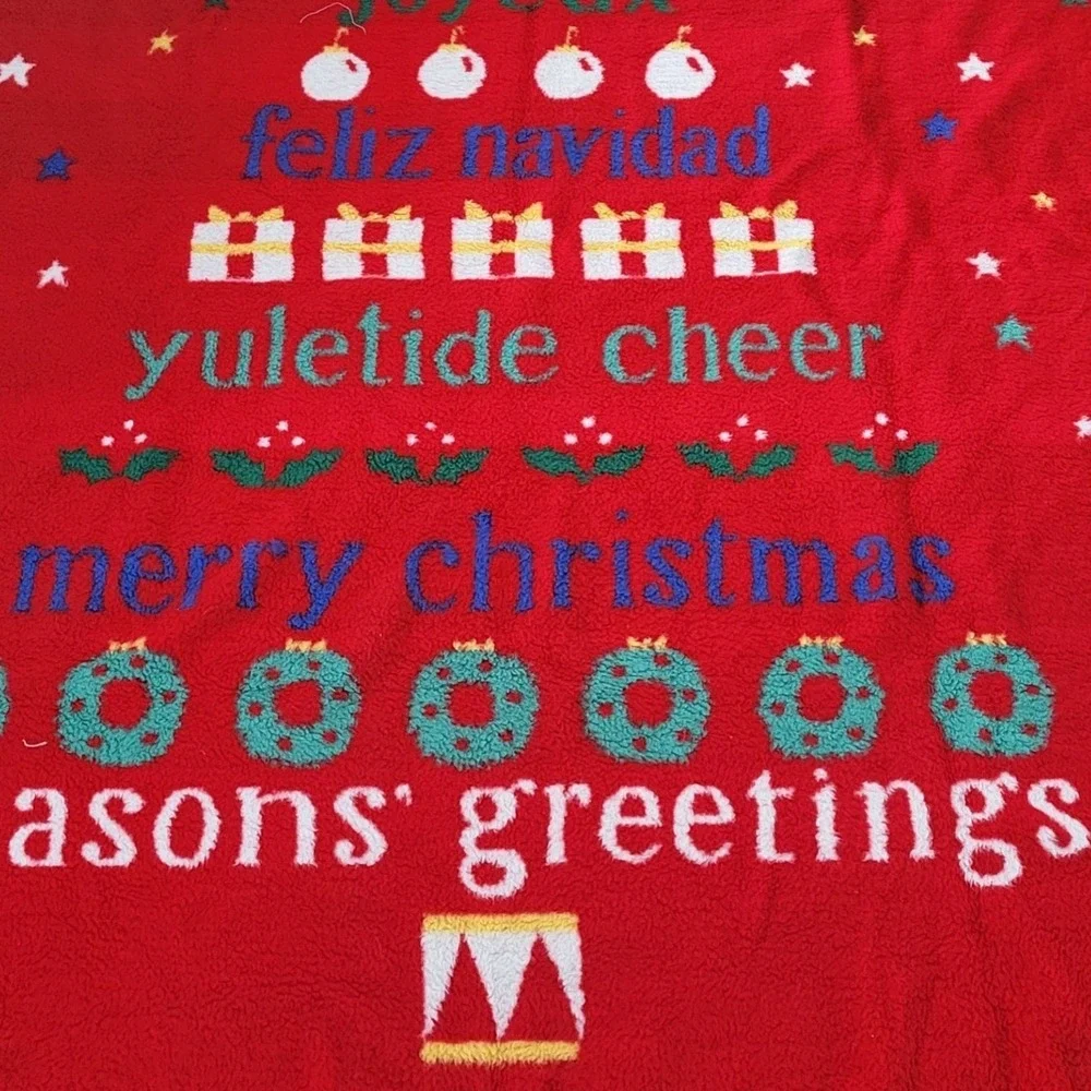 Vintage 1988 Crown Crafts Vutuks Christmas Blanket 60 x 80 Acrylic Yugoslavia‎